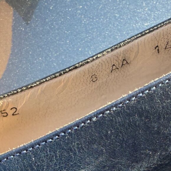 Salvatore Ferragamo Vintage Retro 80s/90s Navy Blue Leather Pumps Size 8 AA - Picture 4 of 4